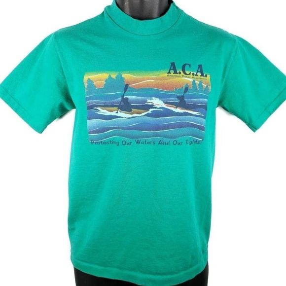 American Canoe Association T Shirt Vintage 90s ACA Canoeing Kayaking Made In USA - Picture 1 of 7